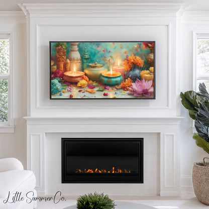 Diwali Glow Frame TV Art Bundle displayed on a TV
