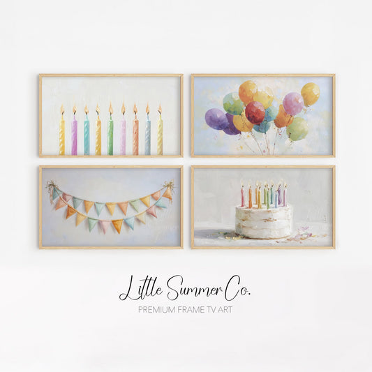 Pastel Party Frame TV Art Bundle displayed on a TV