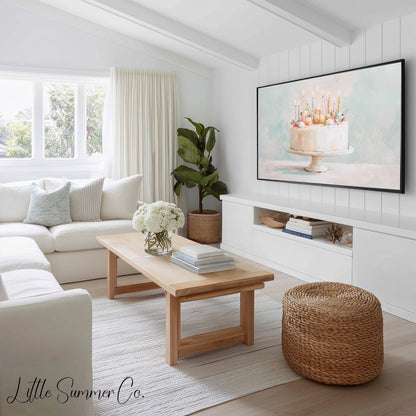 Candle Cake Frame TV Art Bundle displayed on a TV