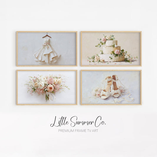 Bridal Day Details Frame TV Art Bundle displayed on a TV