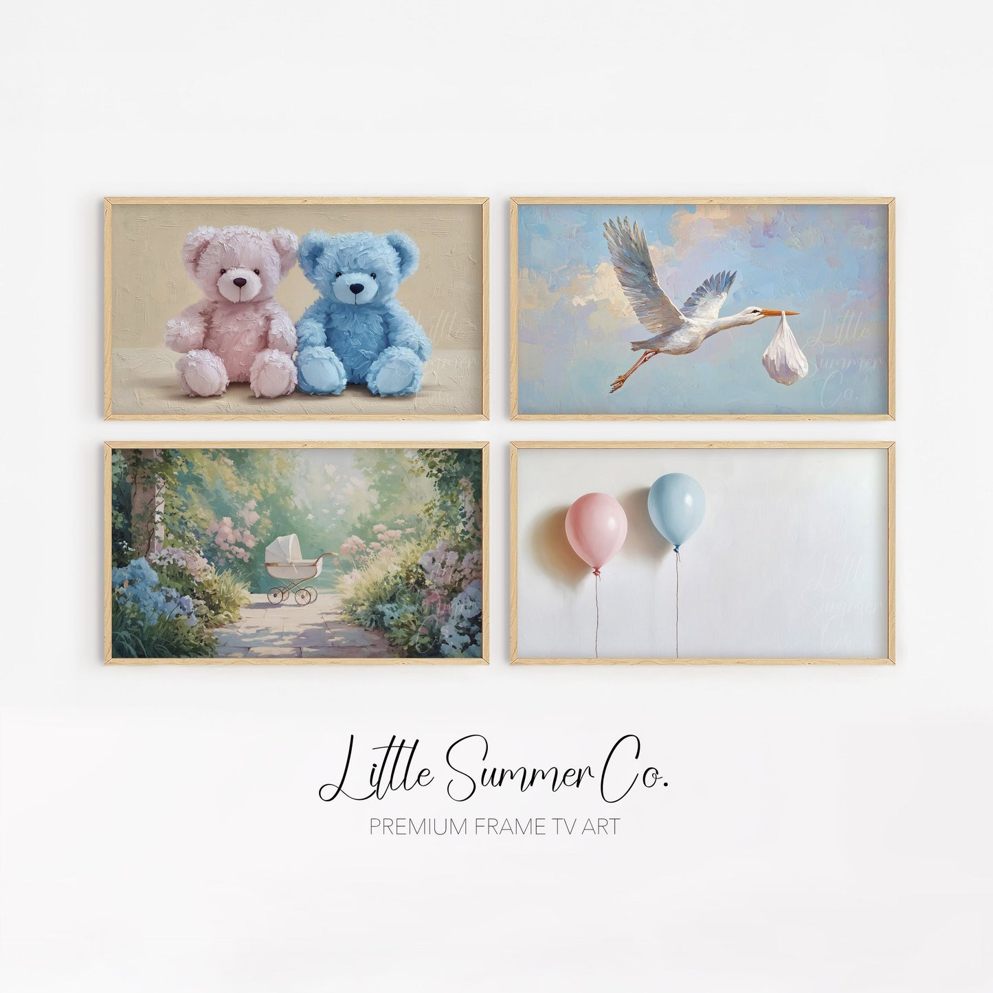 Gender Reveal Party Set Frame TV Art Bundle displayed on a TV
