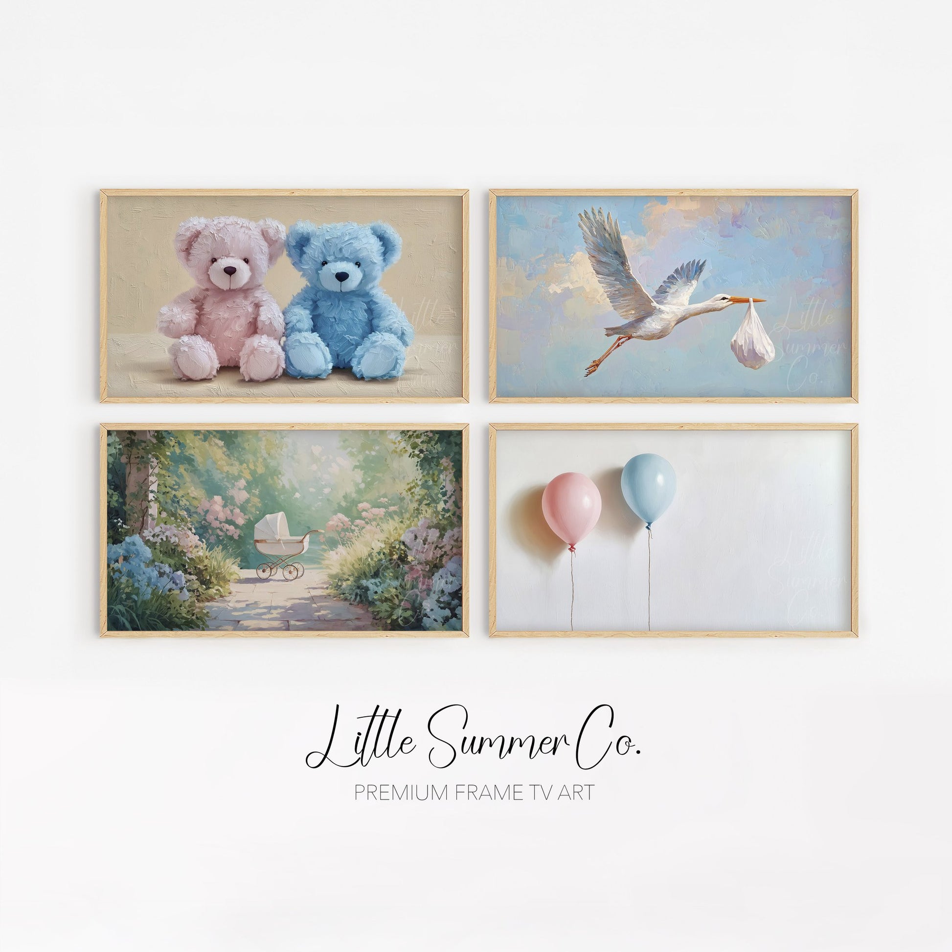 Gender Reveal Party Set Frame TV Art Bundle displayed on a TV