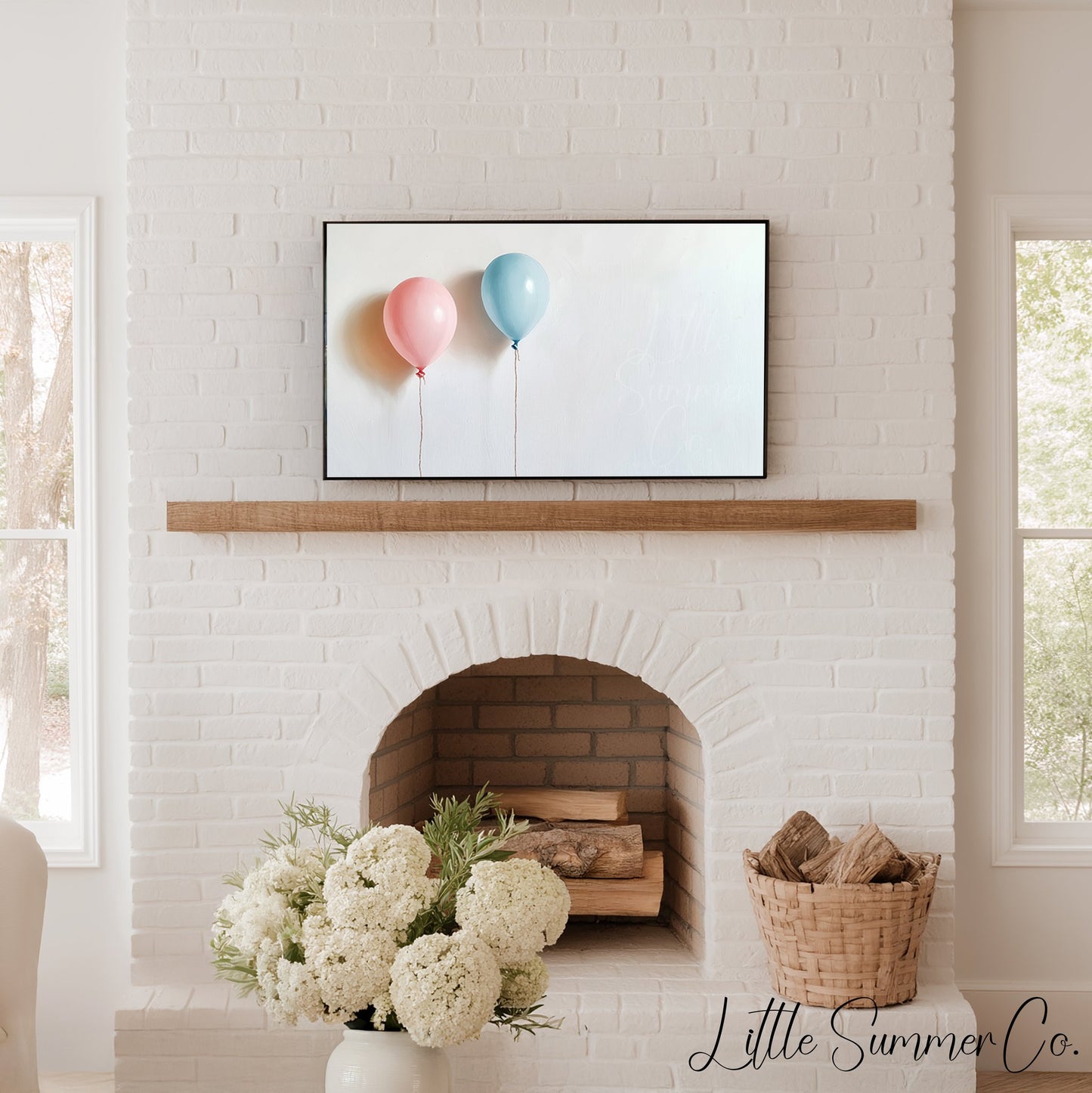 Gender Reveal Party Set Frame TV Art Bundle displayed on a TV