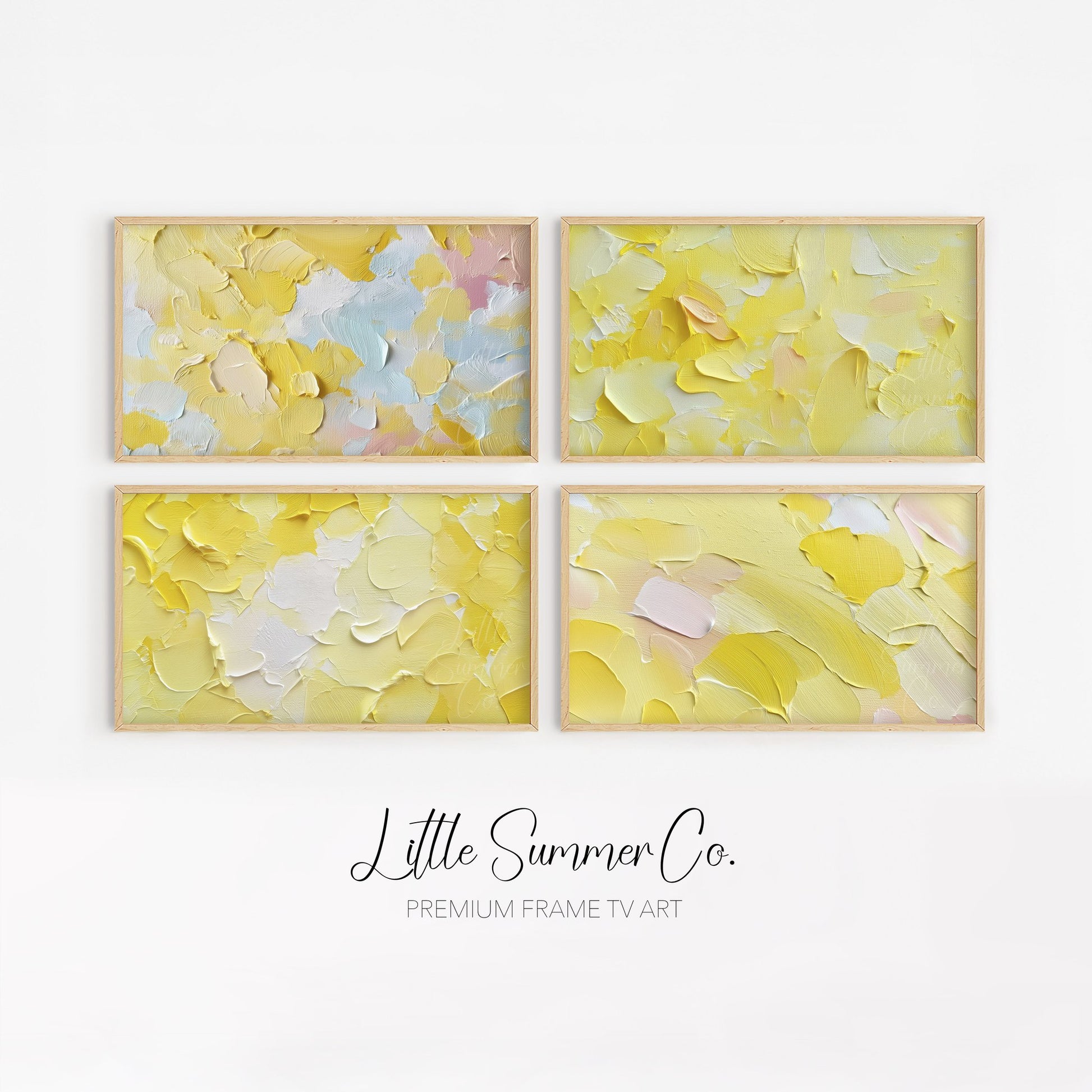 Butter Yellow Layers Frame TV Art Bundle displayed on a TV