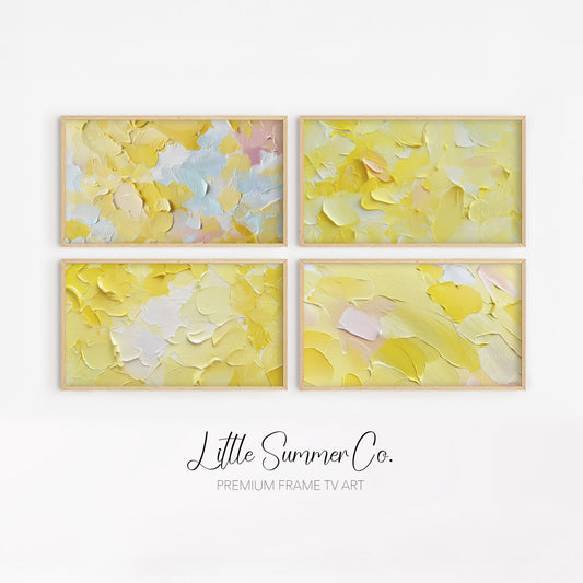 Butter Yellow Layers Frame TV Art Bundle displayed on a TV