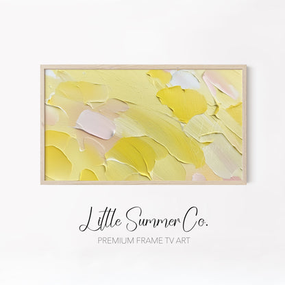 Butter Yellow Layers Frame TV Art Bundle displayed on a TV