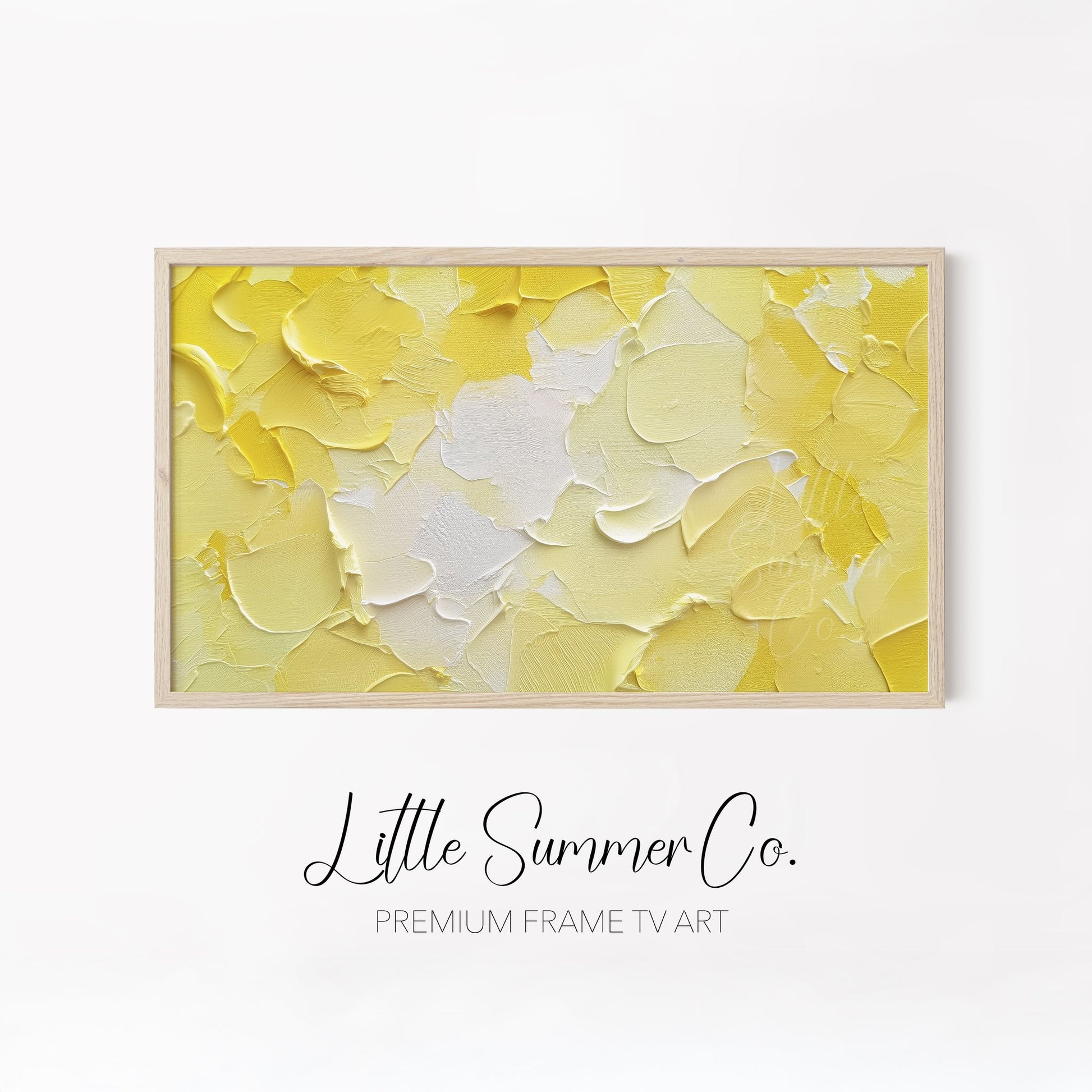 Butter Yellow Layers Frame TV Art Bundle displayed on a TV