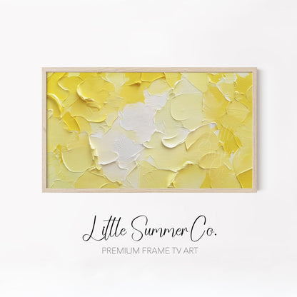 Butter Yellow Layers Frame TV Art Bundle displayed on a TV