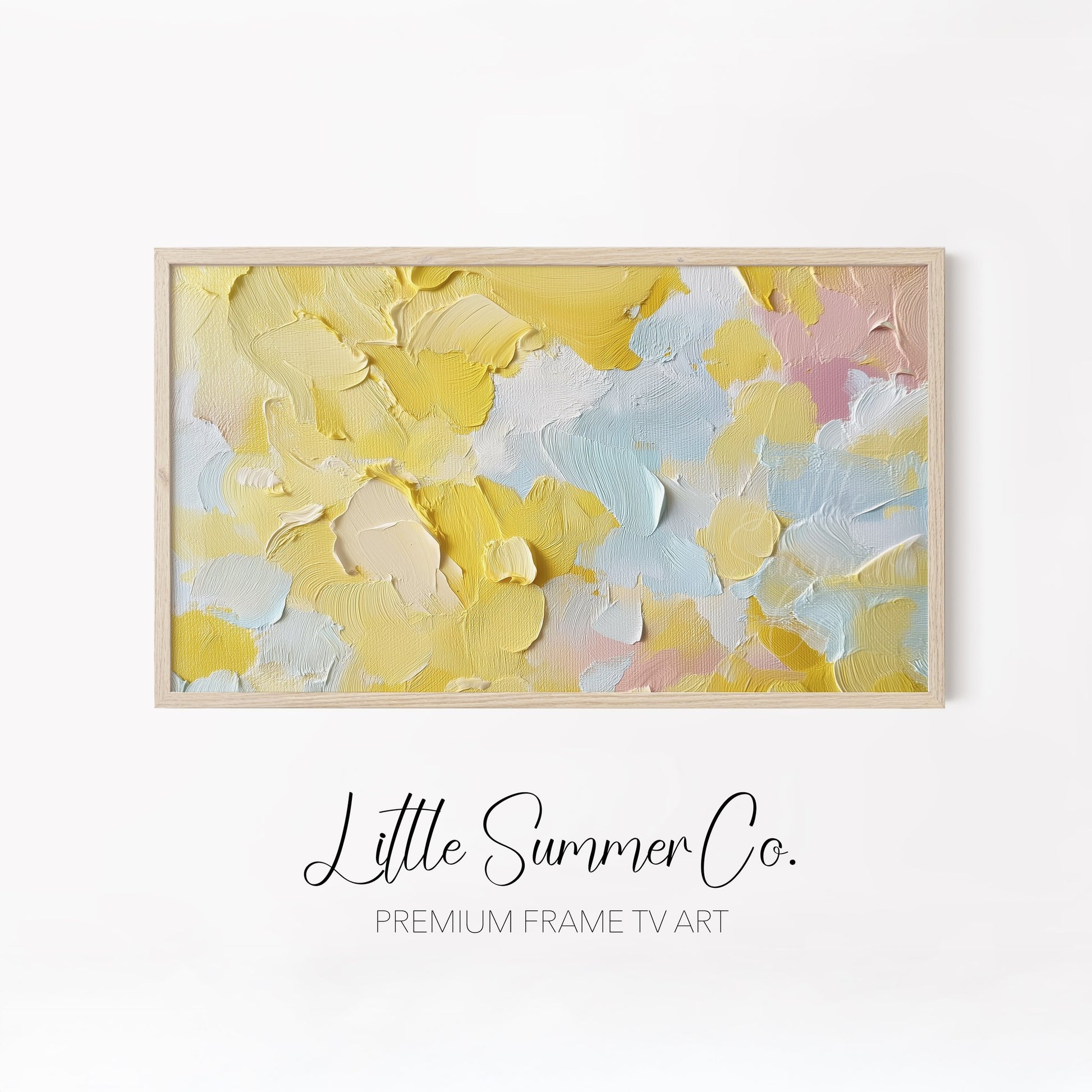 Butter Yellow Layers Frame TV Art Bundle displayed on a TV