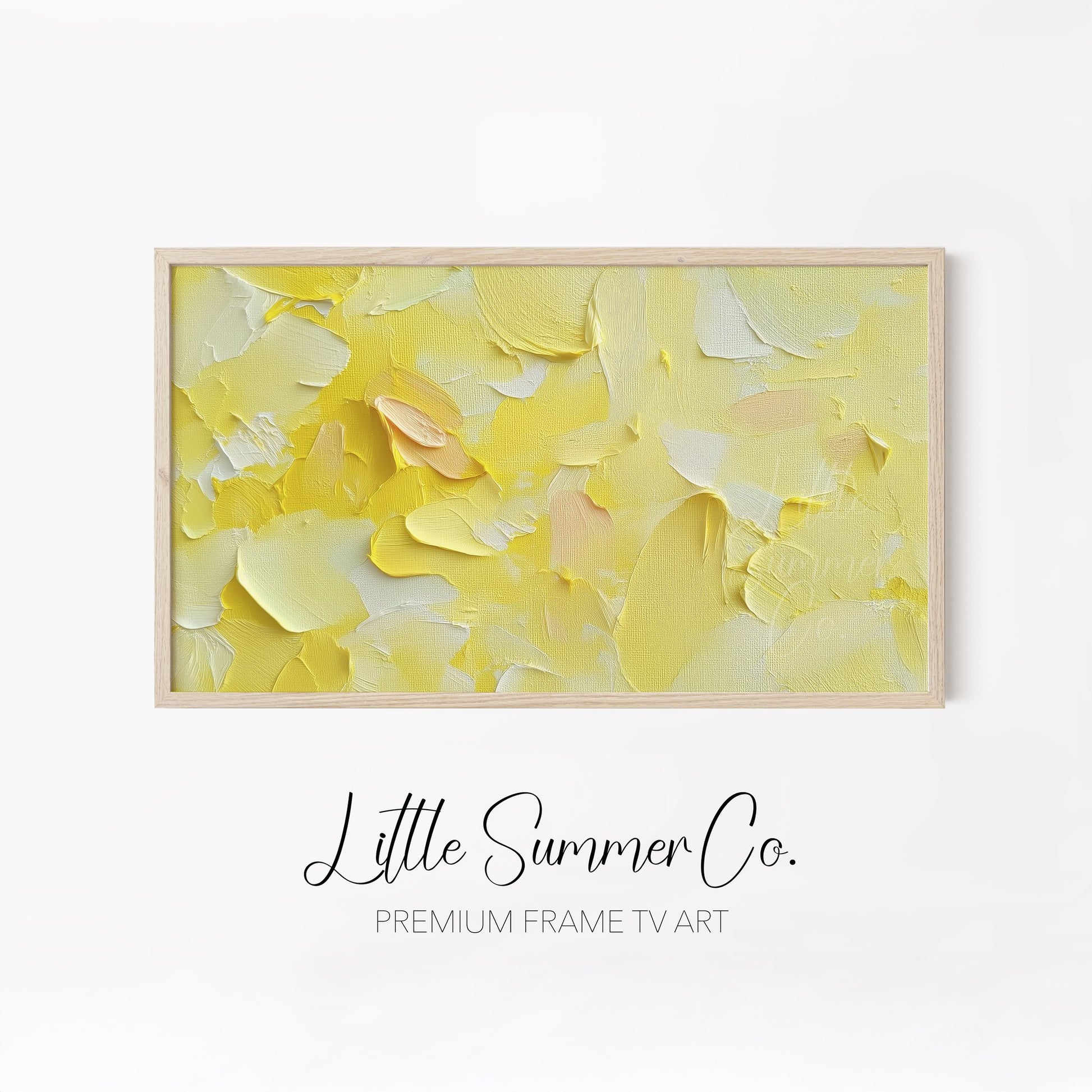 Butter Yellow Layers Frame TV Art Bundle displayed on a TV