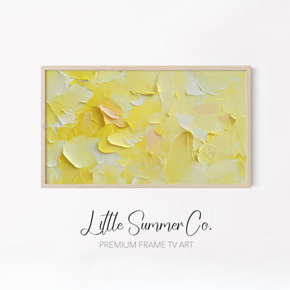 Butter Yellow Layers Frame TV Art Bundle displayed on a TV