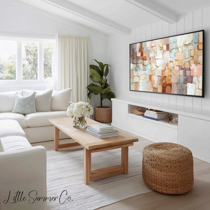 Neutral Texture Frame TV Art Bundle displayed on a TV
