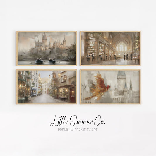 Enchanted Castle Scenes Frame TV Art Bundle displayed on a TV