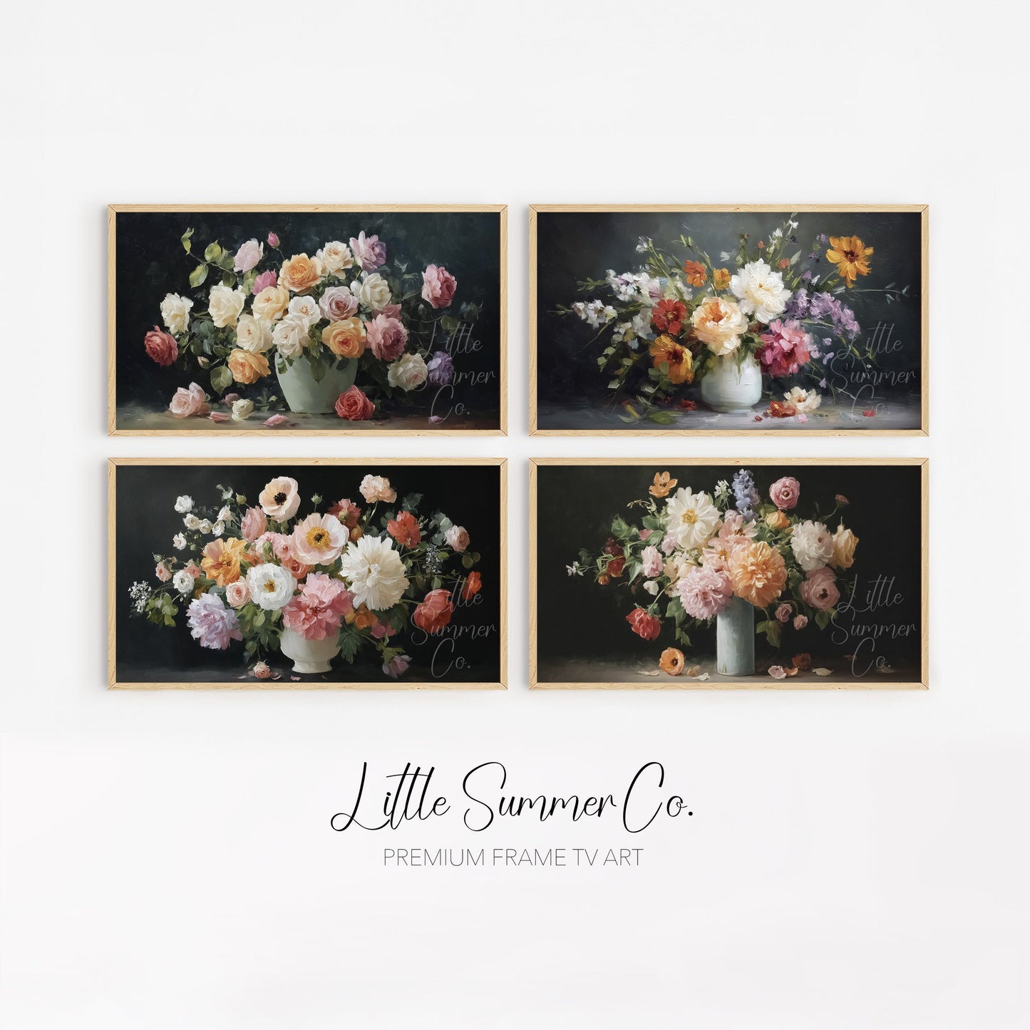 Romantic Bouquet Frame TV Art Bundle displayed on a TV