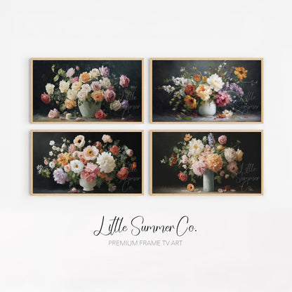 Romantic Bouquet Frame TV Art Bundle displayed on a TV