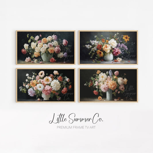 Romantic Bouquet Frame TV Art Bundle displayed on a TV