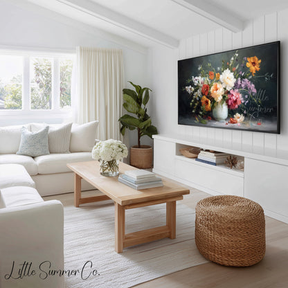 Romantic Bouquet Frame TV Art Bundle displayed on a TV