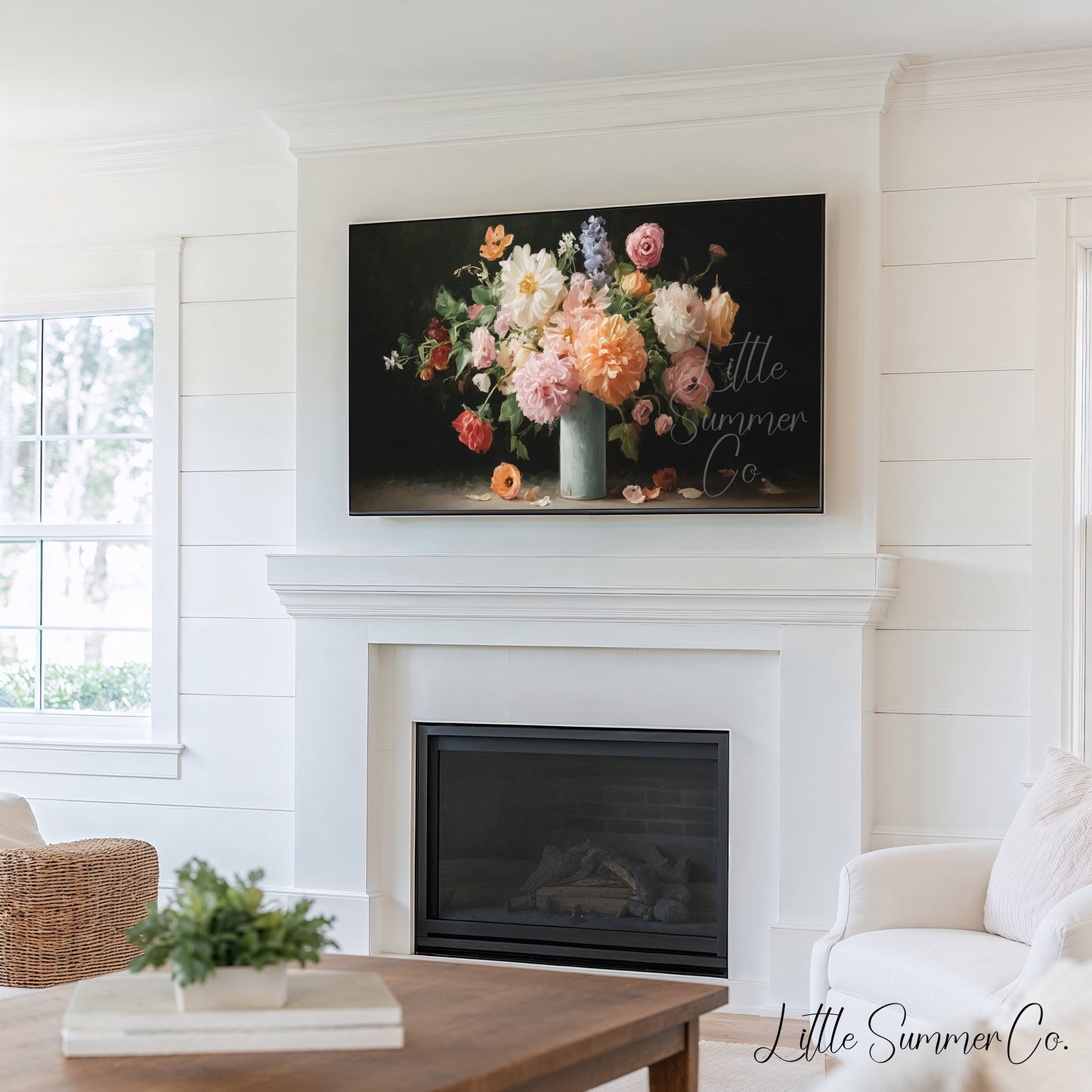Romantic Bouquet Frame TV Art Bundle displayed on a TV