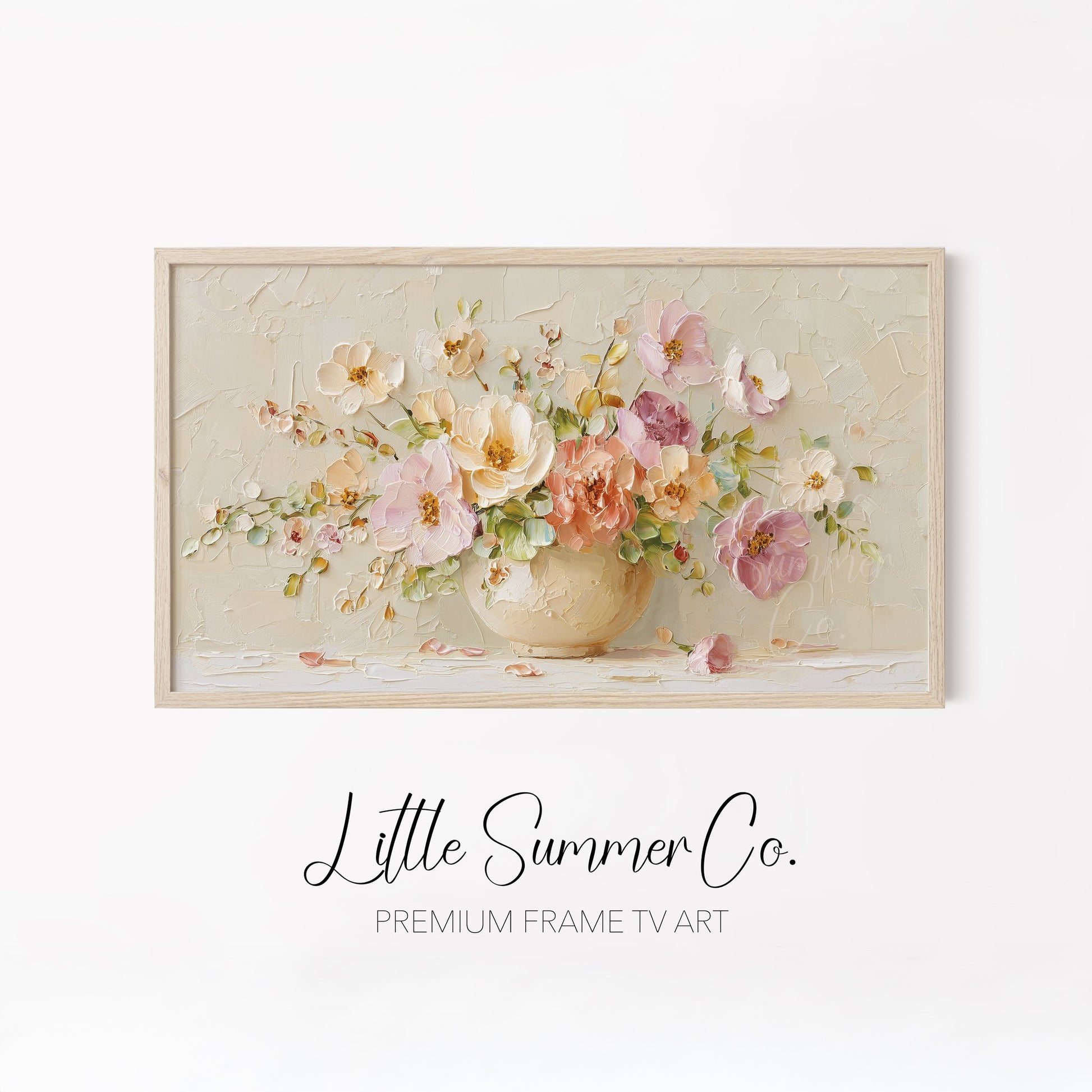Pastel Spring Flowers Frame TV Art Bundle displayed on a TV