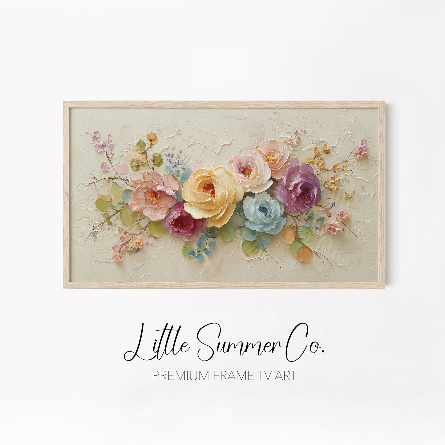 Pastel Spring Flowers Frame TV Art Bundle displayed on a TV