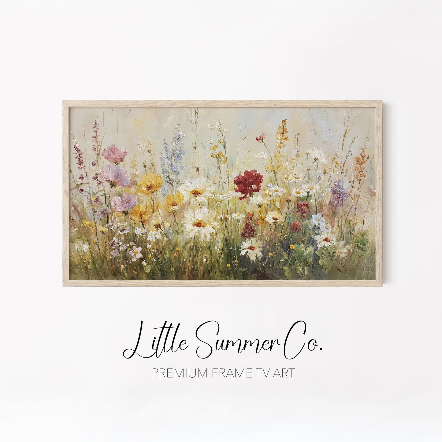 Pastel Spring Flowers Frame TV Art Bundle displayed on a TV