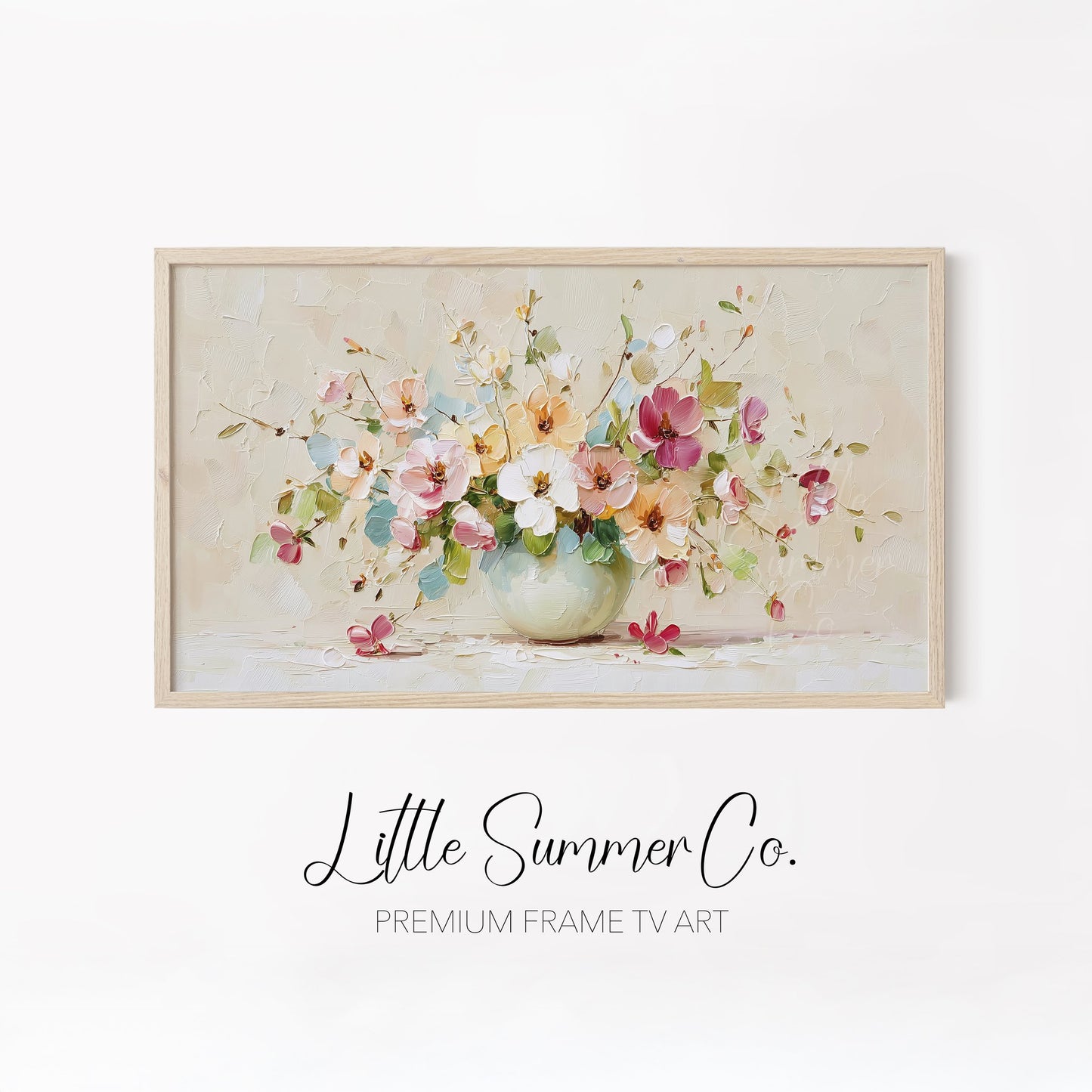 Pastel Spring Flowers Frame TV Art Bundle displayed on a TV