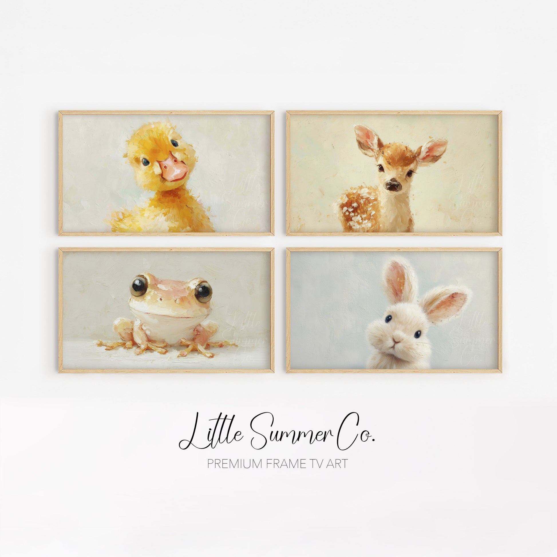 Cute Baby Creatures Frame TV Art Bundle displayed on a TV