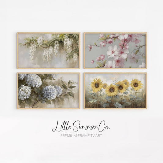 Soft Garden Blooms Frame TV Art Bundle displayed on a TV