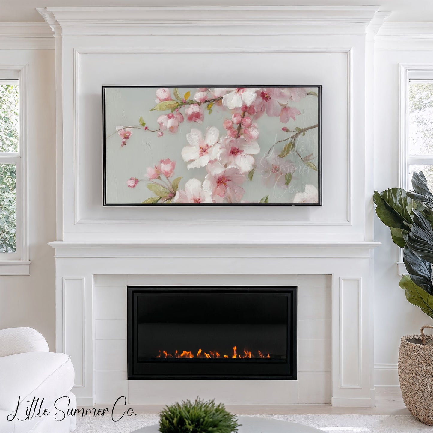 Soft Garden Blooms Frame TV Art Bundle displayed on a TV