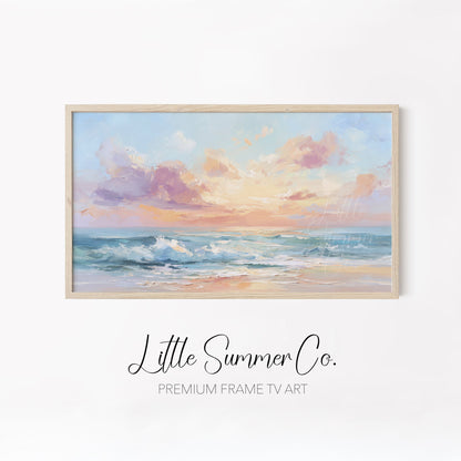 Coastal Waves Frame TV Art Bundle displayed on a TV