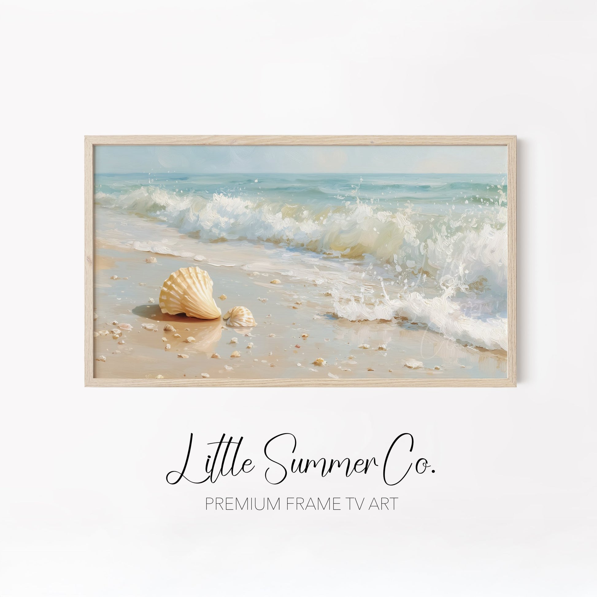 Coastal Waves Frame TV Art Bundle displayed on a TV