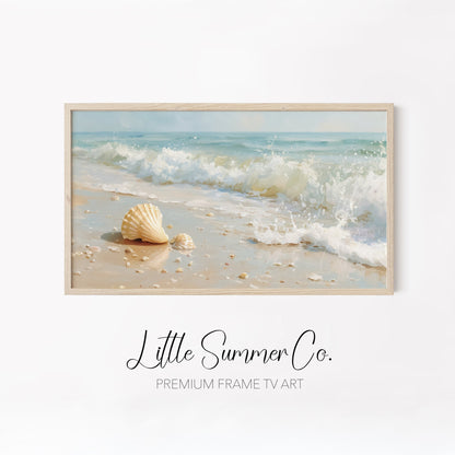 Coastal Waves Frame TV Art Bundle displayed on a TV