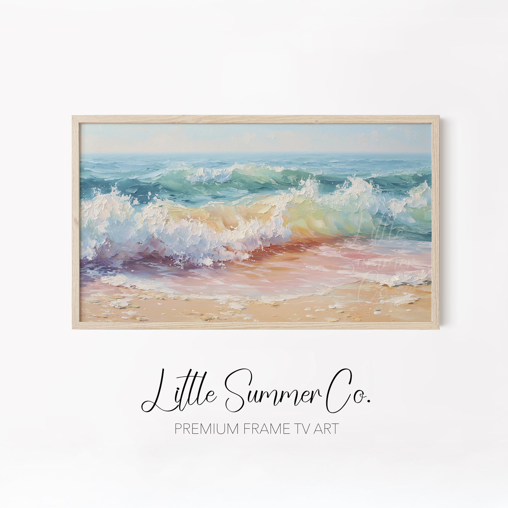Coastal Waves Frame TV Art Bundle displayed on a TV