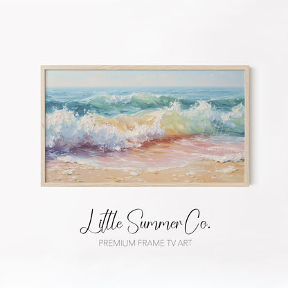 Coastal Waves Frame TV Art Bundle displayed on a TV