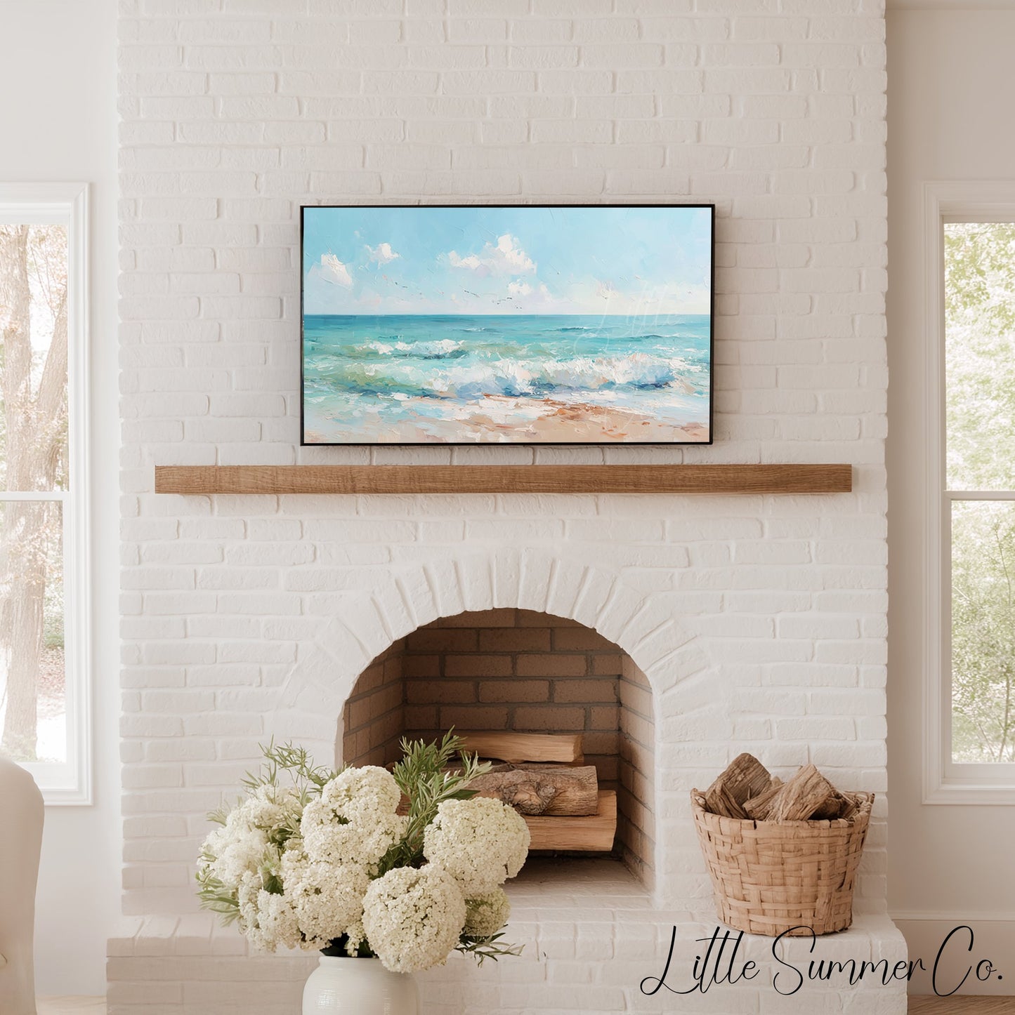 Coastal Waves Frame TV Art Bundle displayed on a TV