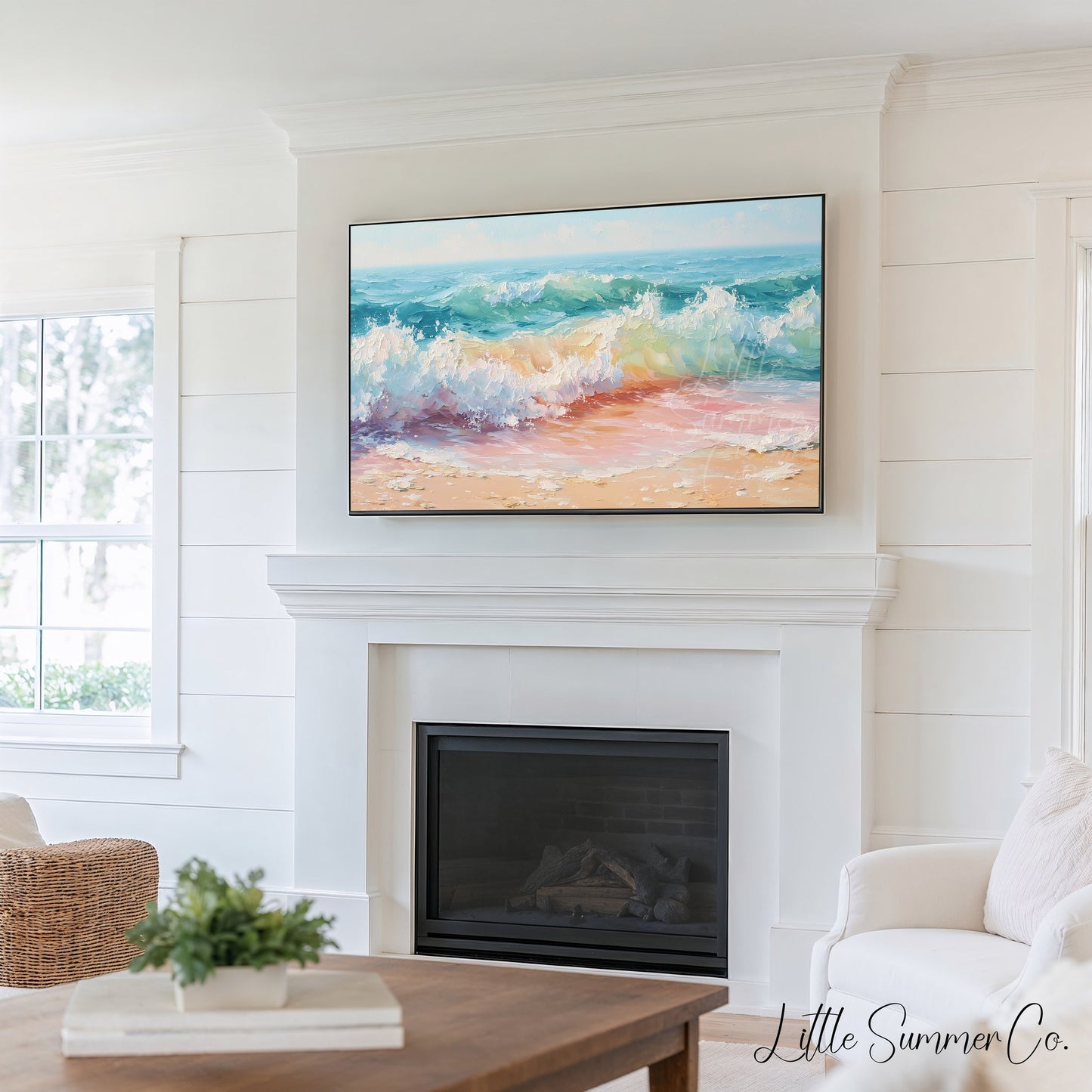 Coastal Waves Frame TV Art Bundle displayed on a TV