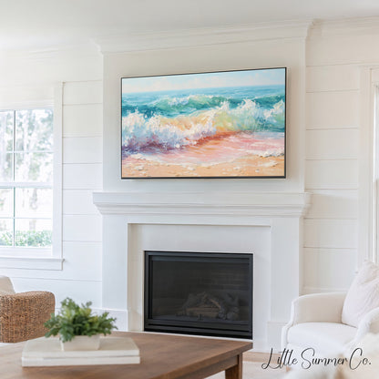 Coastal Waves Frame TV Art Bundle displayed on a TV