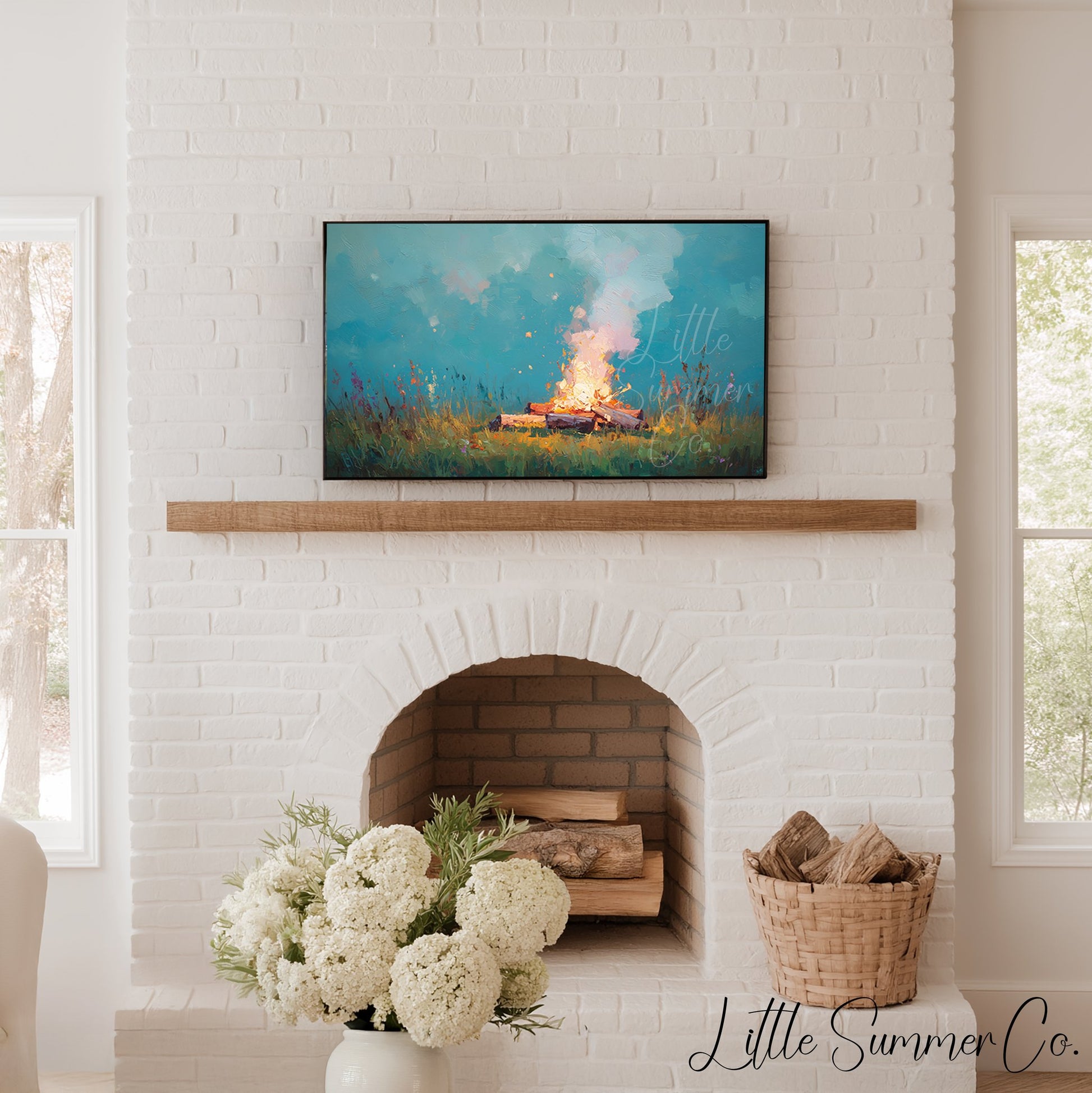 Campfire Glow Frame TV Art Bundle displayed on a TV