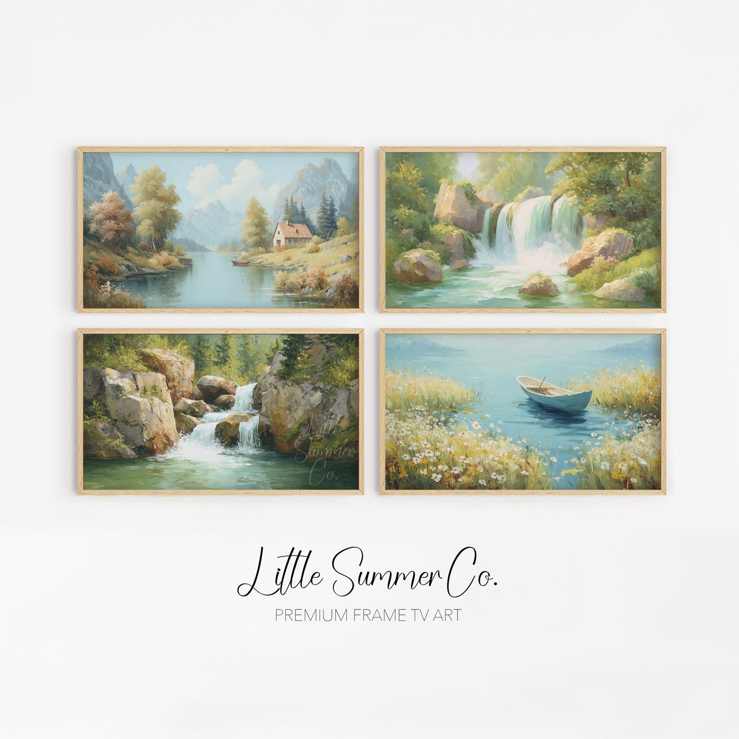 Peaceful Water Scenes Frame TV Art Bundle displayed on a TV