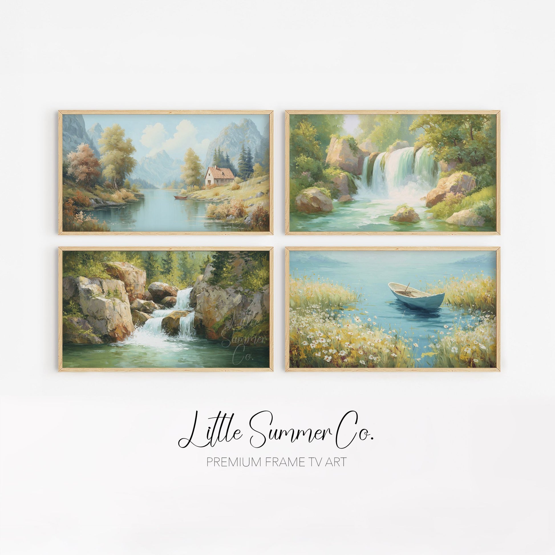 Peaceful Water Scenes Frame TV Art Bundle displayed on a TV