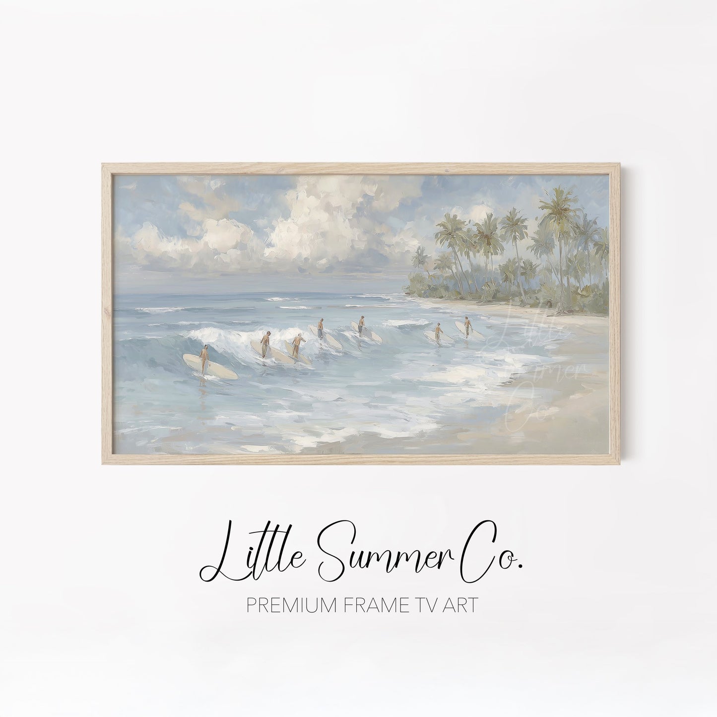 Coastal Surf Scenes Frame TV Art Bundle displayed on a TV