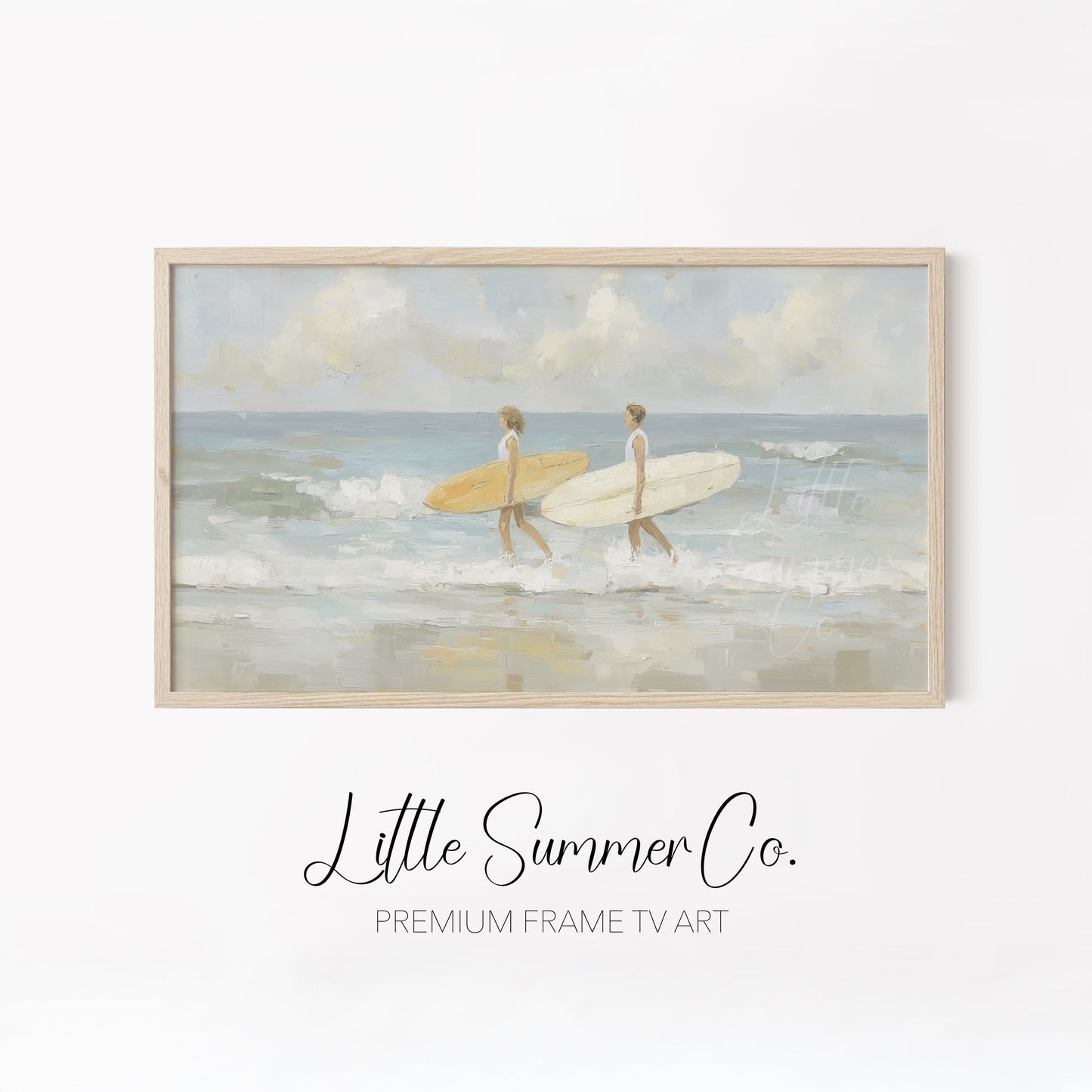 Coastal Surf Scenes Frame TV Art Bundle displayed on a TV