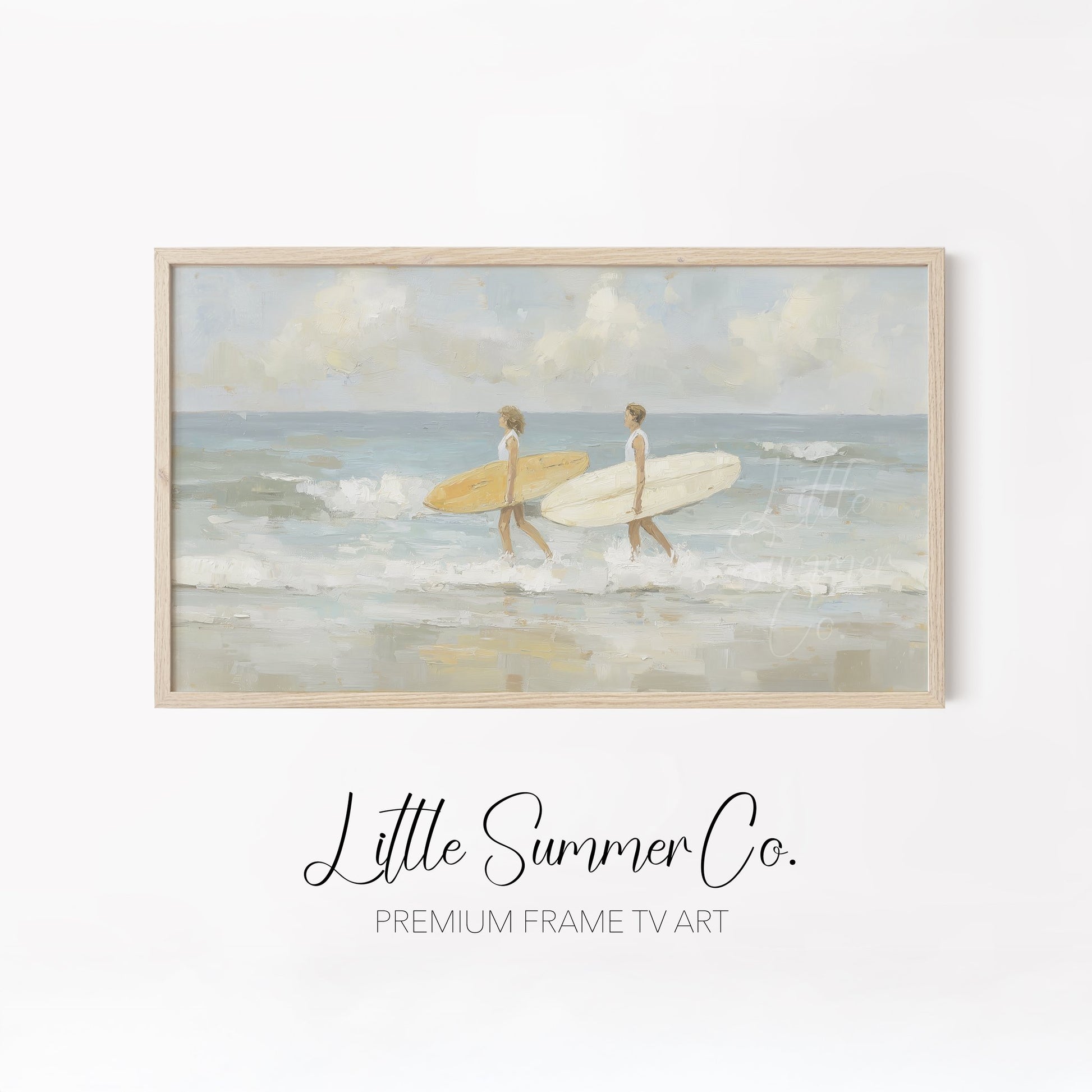 Coastal Surf Scenes Frame TV Art Bundle displayed on a TV