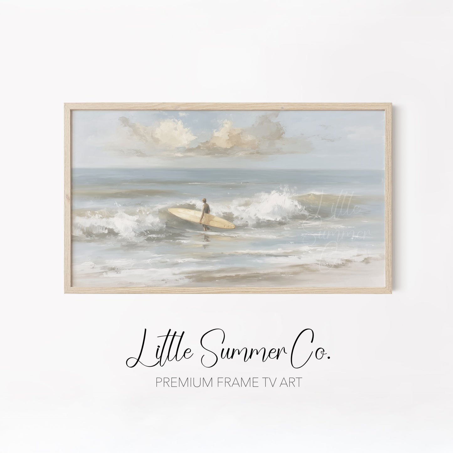 Coastal Surf Scenes Frame TV Art Bundle displayed on a TV