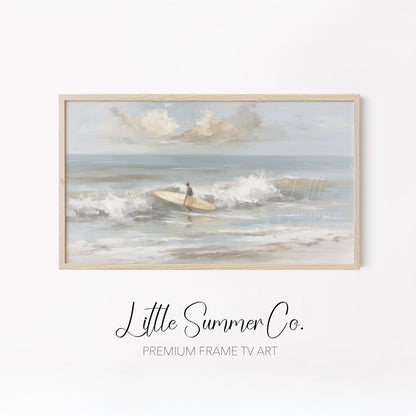 Coastal Surf Scenes Frame TV Art Bundle displayed on a TV