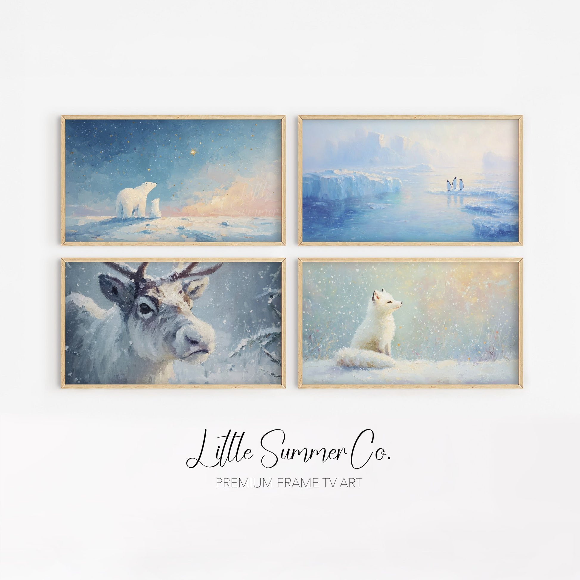 Arctic Wildlife Frame TV Art Bundle displayed on a TV