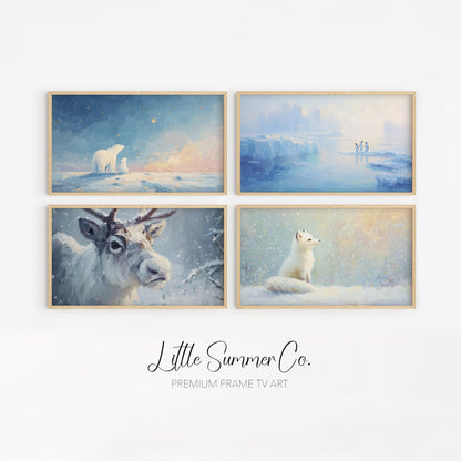 Arctic Wildlife Frame TV Art Bundle displayed on a TV