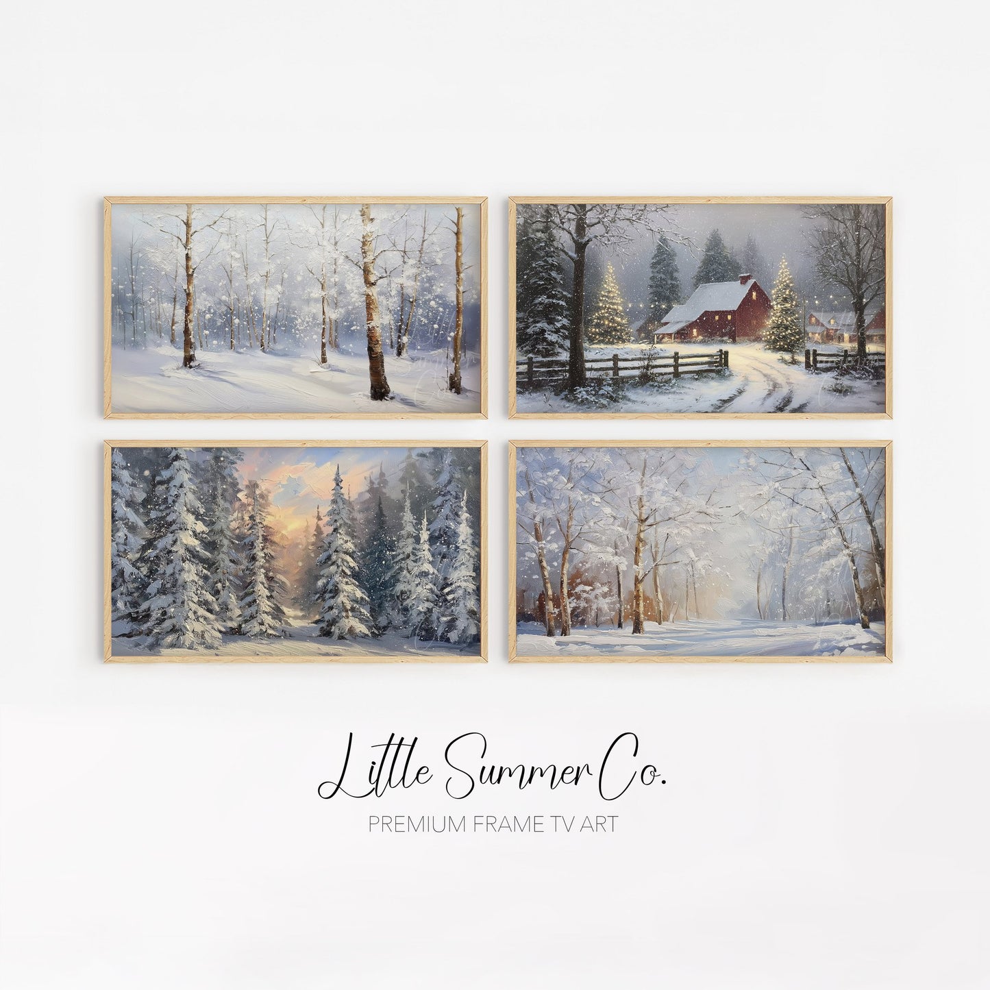 Snow Scenes Frame TV Art Bundle displayed on a TV