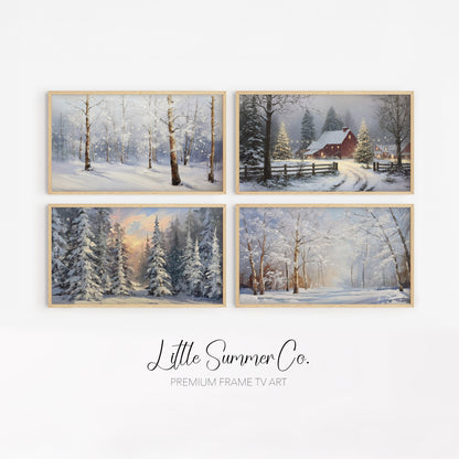 Snow Scenes Frame TV Art Bundle displayed on a TV