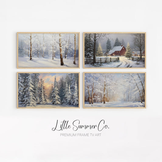 Snow Scenes Frame TV Art Bundle displayed on a TV